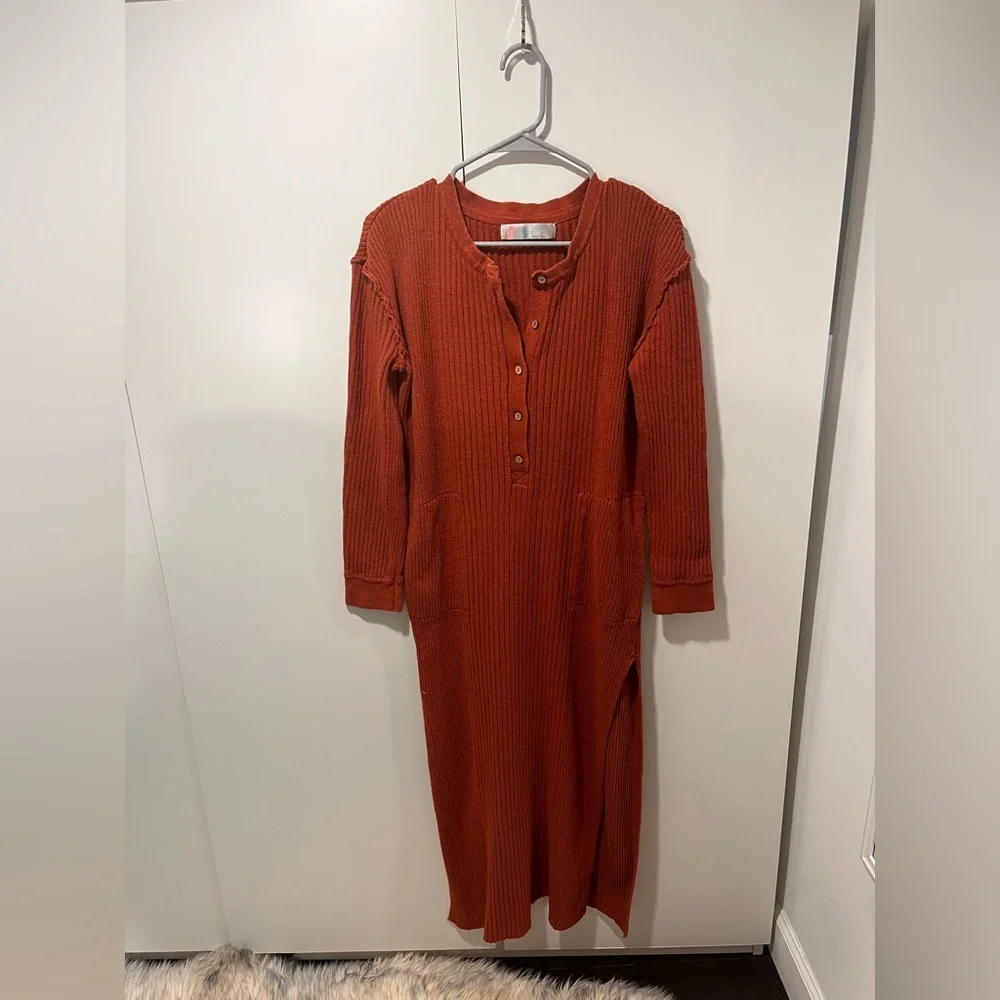 Free People Beach Terracotta Long Sleeve Dress